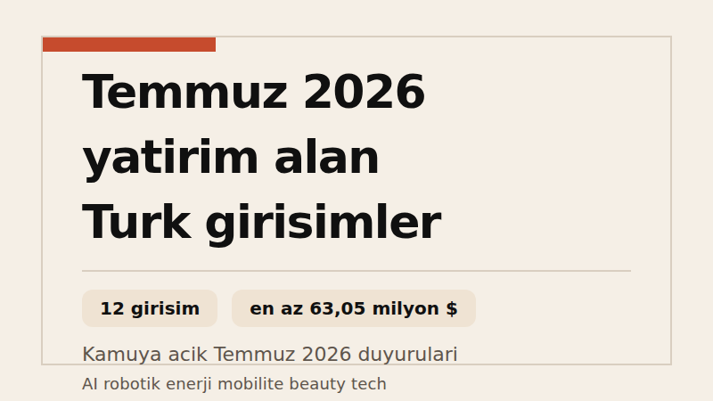 Temmuz 2026'da yatırım alan Türk girişimler kapak görseli