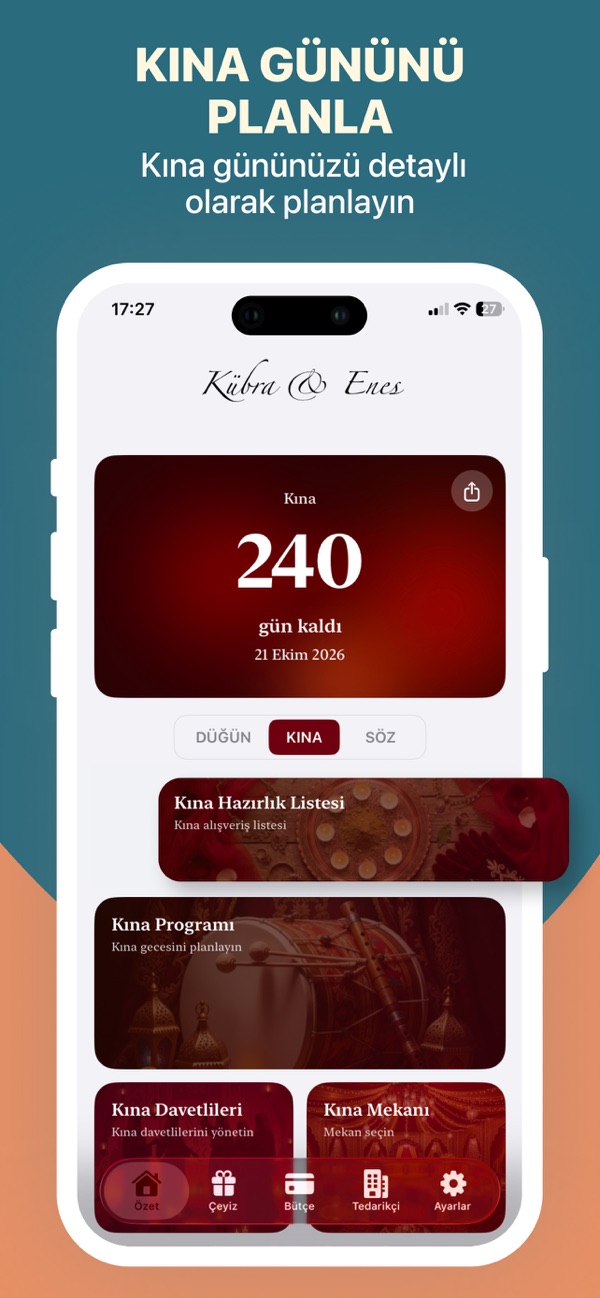 Evlen.co uygulama ekranı bütçe ve görev yönetimi