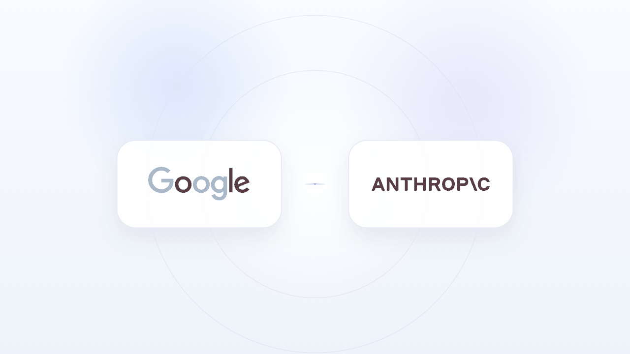 Google ve Anthropic yatırım anlaşmasını temsil eden yapay zeka altyapı temalı görsel